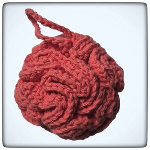 Cotton Handmade Crocheted Shower Bath Loofah Spa Time Scrubber-Coral Pink